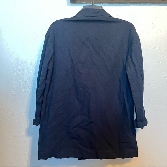 NWT ANTHROPOLOGIE Amadi Kaye Blazer Navy Sz XS Oversized Linen Double Breasted - Picture 8 of 12